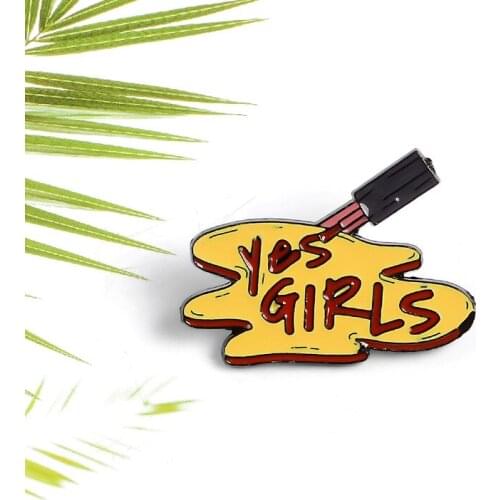 Cartoon Nail Polish Enamel Pin Yes Girl Brooch Backpack Clothes Button Badges Female Power Jewelry Gift for Women
