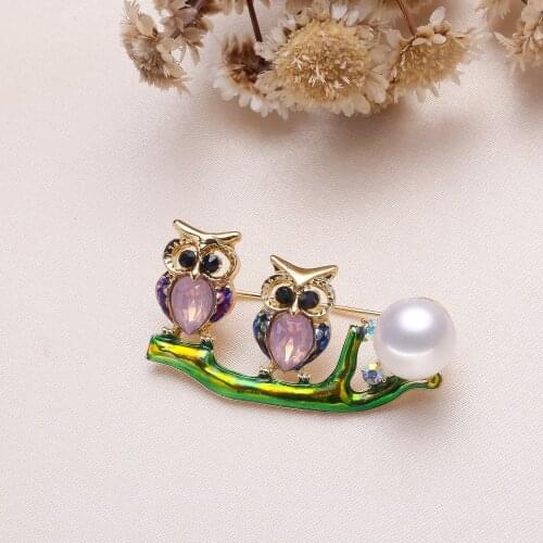 Owl Shape Brooch Pin Mountings Base Findings Accessories Jewelry Settings Parts for Pearls Beads Jade Crystals Agate Coral