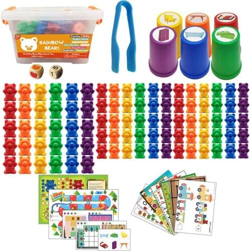 Children Montessori Toy Counting Bear Montessori Educational Cognition Rainbow Matching Game Educational Toys Gifts 1 set Boxed