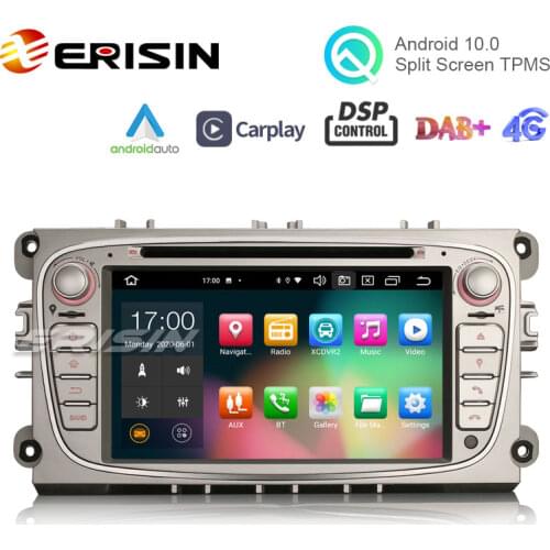 Erisin 8109 7" 8-Core Android 10.0 CarPlay Car Stereo DAB+ WiFi BT OBD2 Canbus DSP GPS Navi for Ford Mondeo Focus C/S-Max Galaxy