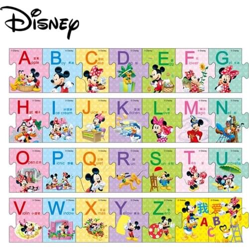 Disney Mickey Mouse Sofia The First Spell Word Game Montessori Baby Early Educational Alphabet Jigsaw Puzzle Toys For Children