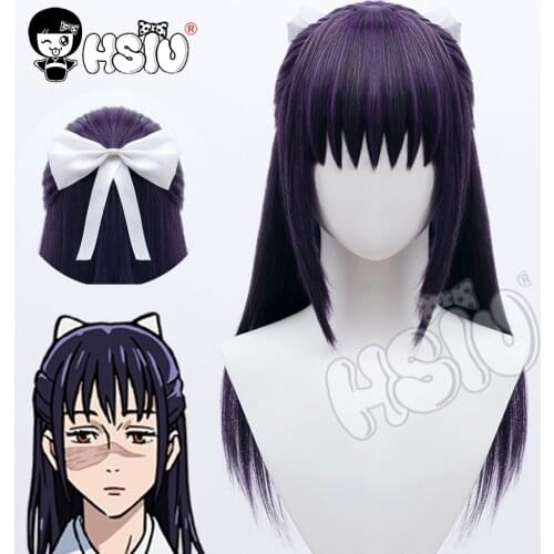 Iori Utahime cosplay Wig Jujutsu Kaisen Cospla「HSIU 」Fiber synthetic wig +Free white bow hair accessories+Free wig cap