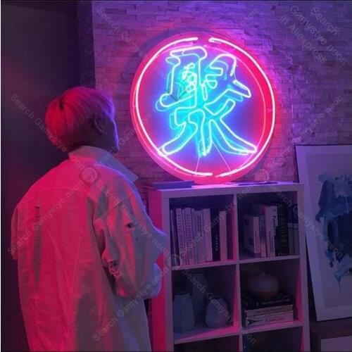 Chinese word for party Neon Bulbs sign Iconic Beer Bar game room Handcraft hotel Lamps advertise Letrero Neon enseigne lumine