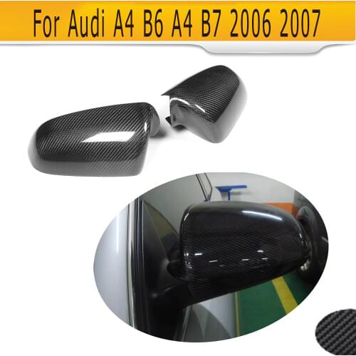 Carbon Fiber Rear Mirror Covers Caps for Audi A4 B6 A4 B7 2006 2007 Add On Without Side Assist