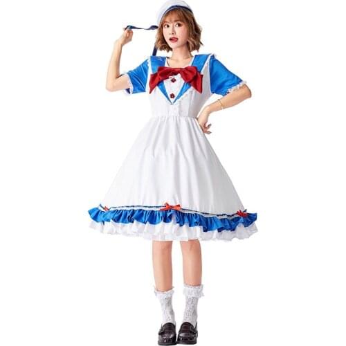 Halloween costumes for women Navy Sailor cosplay costumes halloween party costume anime navy dress with hat lolita cosplay dress