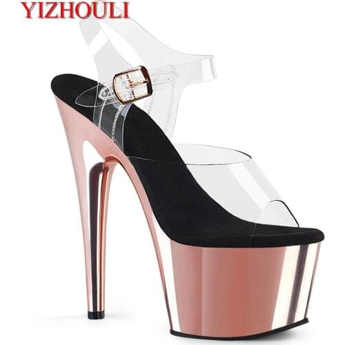Summer 6 inch platform shoes, 15 cm electroplated stiletto heels, pole dancing shoes