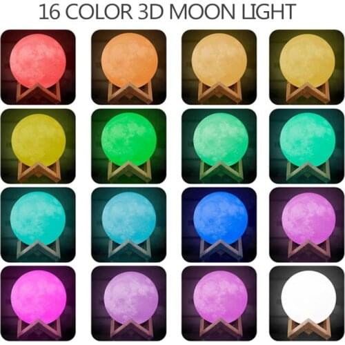 3D Printing Moon Lamp Lunar Lamp Creative Night Lamp Table Lamp 16Colors Change Touch/Remote LED Moon Light Home Decoration Gift