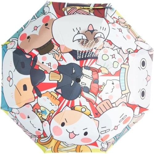 Cute Folding Umbrella Women Anime Black Coating Gifts Sun Umbrellas Automatic Parasol Anti-UV Mini Paraguas Boys Guarda Chuva