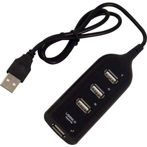 Compact Size Mini 4 Port USB 2.0 High Speed Hub Splitter Adapter 480 Mbps for PC Laptop Wit USB Cable