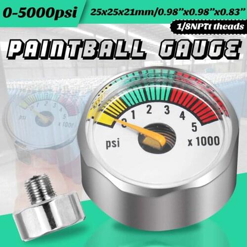 5000 psi Mini Air High Pressure Gauge Manometer 1/8NPT Threads Paintball Tank CO2 Marker PCP Paintball Accessories