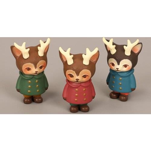 5Pcs Mini Cartoon Deer Model Figurine Ornament Garden Micro Landscape Desk Decor Deer Figurine homedecor home decoration Statues
