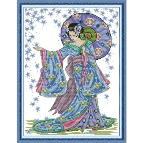 Rain flower 1 cross stitch kit aida 14ct 11ct count print canvas cross stitches needlework embroidery DIY handmade