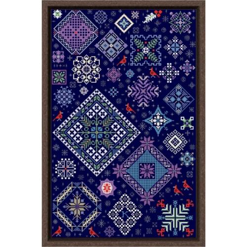 Winter story cross stitch kit simple pattern 14ct 11ct deep blue fabric cotton silk embroidery DIY handmade wall big picture