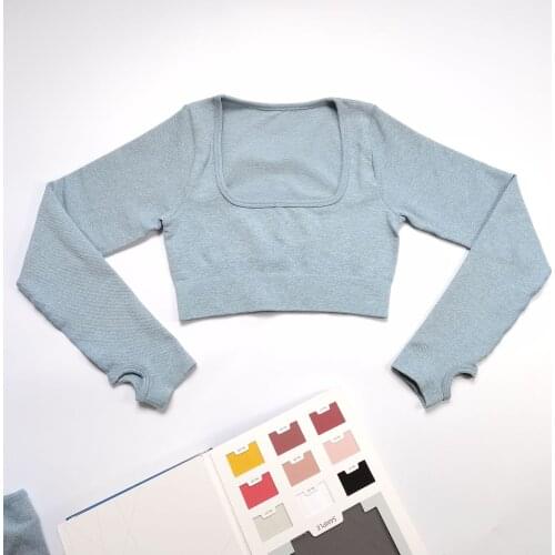 New Seamless Yoga Shirts for Women Vital Seamless Long Sleeve Crop Top Thumb Hole Fitted Gym Top Shirts Workout Running clothes