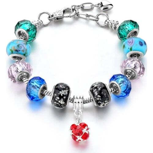 New Colorful Crystal Heart Charm Bracelets & Bangles Gold Bracelets for Women Jewellery Pulseira Feminina