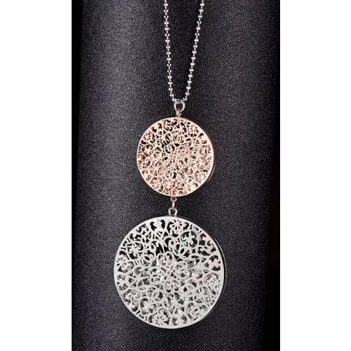 Women Luxury Pendant & Necklacec High Quality Cubic Zirconia In Hollow Round Box Silver Color & Gold Women Gift Necklace XL04379