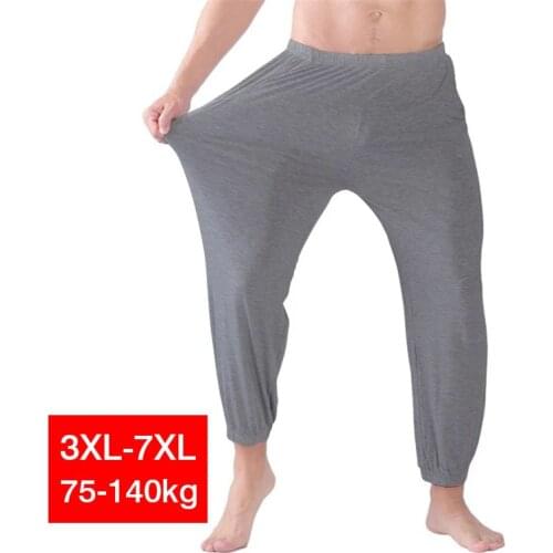 Plus Size 5XL 6XL 7XL Modal Cotton Mens Pajamas Spring Summer Home Pants Casual Male Yoga Trousers Elastic Loose Sleep Bottoms
