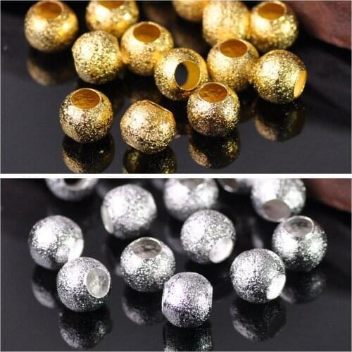 Gold Plated Color Round 8mm Hollow Matte Metal Brass Loose Spacer Big Hole Beads lot for Jewelry Making DIY Crafts