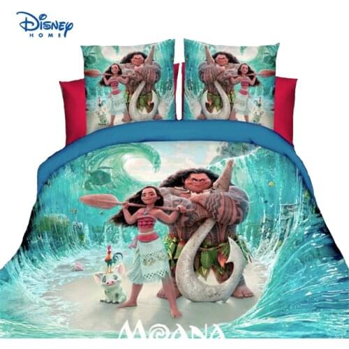 Moana bedding set disney hero baymax frozen mcqueen cars flat bed sheet set 2/3/4 pcs duvet cover pillow case cool boy girl gift