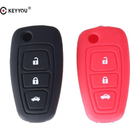 KEYYOU 3 Button Silicone Car Remote Key Fob Cover Case For Ford Fiesta Focus Ranger Mondeo Kuga Escape Ecosport Car Styling
