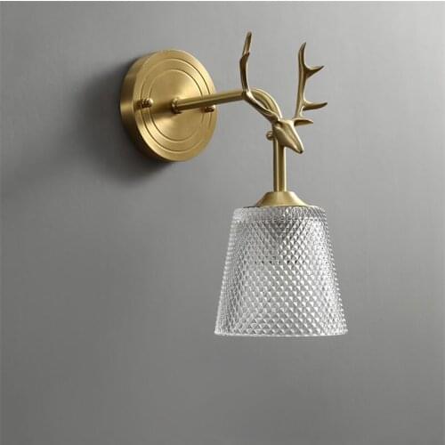 Nordic glass wall lights for home decor antlers bedroom lamps modern led beds living room background wall sconce light fixture
