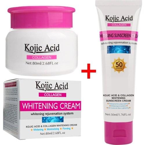 Kojic Acid SPF 50 Sunscreen Cream Facial Skin Care Cream Face Whitening Cream Remove Dark Spots Moisturizing Anti-Aging Firming