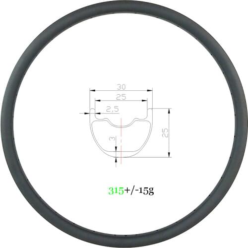 Light weight 320g 29er XC tubeless MTB T800 + T700 Carbon Rim 30mm x 25mm UD Matte Glossy Crosscountry Gravel Bicycle Wheel