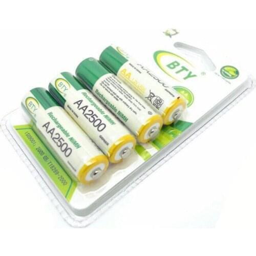 High Quanlity 4 x BTY 1.2V 2500 AA Ni-MH Rechargeable Battery BIC 4pcs/lot 800mah