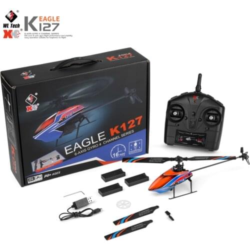 WLtoys K127 RC Helicopter Remote Control Helicopter for Beginners 6-axis Gyro Single Blade RC Aircraft RC Plane Fixed Height RTF