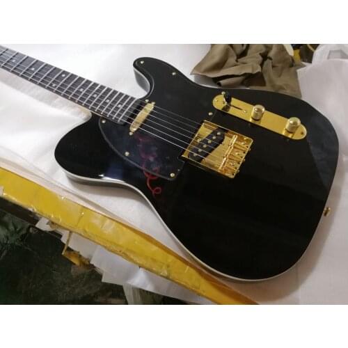 Bright black guitar, Rosewood fingerboard, golden hardware, basswood body, can be customized as required, free delivery