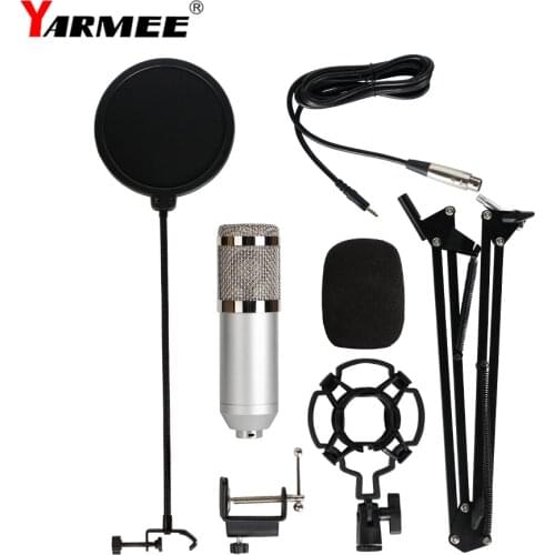 YARMEE Microphone Condenser Sound Recording Microphone With Shock Mount For Radio Braodcasting Singing Recording KTV Karaoke Mic