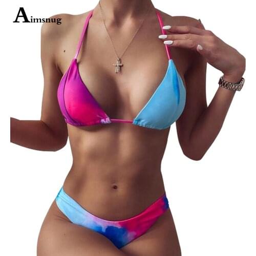 American European Style Women Halter Bikini Set Miami Swimsuit Sexy Bandage Two Pieces Swimwear 2021 New Patchwork Bathing Suits
