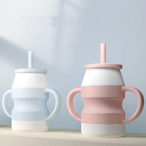 1pcs Baby Feeding Cups Baby Learning Drinkware Silicone Sippy Cups for Toddlers & Kids Double handles Child bottle Leakproof Cup