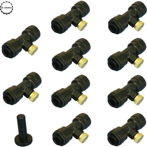 10 Pcs 1/4" Tube Low Pressure Nozzle Slip Lok (Quick Connect) 10/24 0.3mm Misting Nozzle with Tees Pipe Fittings Plastic