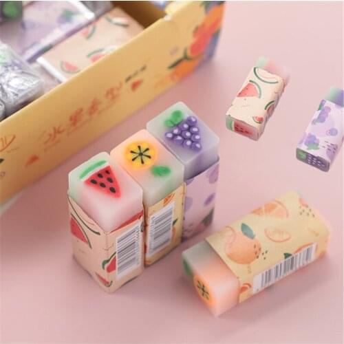 3pcs Fruite Soft Rubber Eraser Student Drawing Plasticine Pencil Eraser Art 1XCB