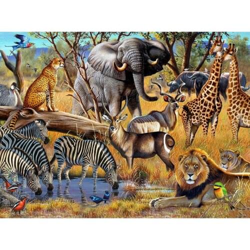 5D DIY Diamond Painting Elephant lion Cross Stitch Kit Full Diamond Embroidery Animals Mosaic Picture of Rhinestones Home Decor