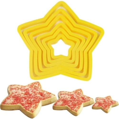 6Pcs/Se Star Shaped Plastic Christmas Cake Mold Biscuit Cutter Cookie Cutter Biscuit Stamp Fondant 3D Cake Decorating Tools