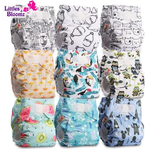 [Littles&Bloomz]9pcs/set STANDARD Hook-Loop Reusable Washable Real Cloth Nappy Diaper,9 nappies/diapers and 0 inserts in one set