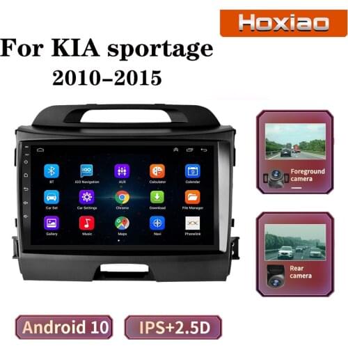Android 10 Car 9 inch 2 Din RDS Dual Lens Radio Quad Core WIFI GPS Bluetooth Multimedia For KIA sportage 2010-2015 DVR camera