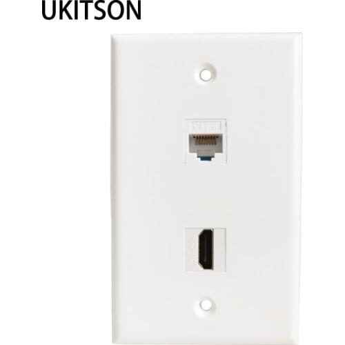 Standard US White Faceplate With HDMI2.0 CAT6 RJ45 Wall Plug Socket LAN Network Female Extender Outlet Panel