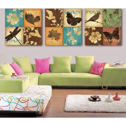 Free Shipping Canvas Painting 3 Piece Art Picture Butterfly Painting Home Decor On Canvas Modern Painting F-046