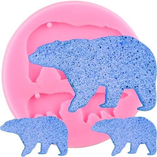 DIY Shiny Bear Silicone Mold Keychains Pendant Decorating Moulds Epoxy Resin Polymer Clay Molds