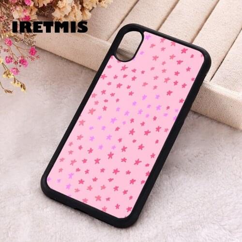 Iretmis 5 5S SE Phone Cover Case for iPhone 6 6S 7 8 Plus X Xs XR 11 12 Mini Pro Max Rubber Silicone Mini Pink + Purple Stars