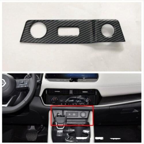 For Nissan X-Trail 2021 ABS Carbon Fiber Car Inner Cigarette lighter Frame Cover Trim Car Styling Sticker
