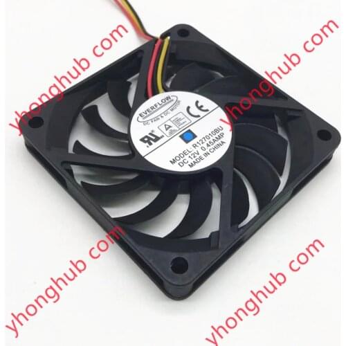 EVERFLOW R127010BU DC 12V 0.45AMP 3-Wire 70x70x10mm Server Square Fan