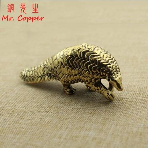 Pure Copper Big Pangolin Figurines Miniatures Vintage Bronze Animal Statue Home Decoration Accessories Desktop Oranment Crafts