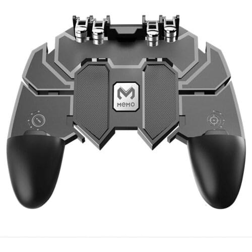 AK66 Six Fingers PUBG Game Controller Gamepad Metal Trigger Shooting Free Fire Gamepad Joystick For IOS Android Mobile Phone