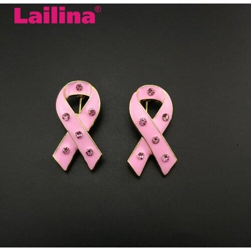 Exquisite Jewelry Breast Cancer Awareness Ribbon Rhinestone Brooch Lapel Pin