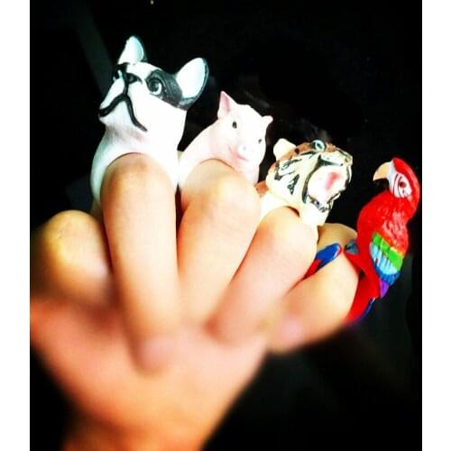 New Fashion Funny Animal Resin Rings Women Tiger Dog Parrot Love 3D Cartoon Rings for Women Jewelry Bijoux Bague Wholesale