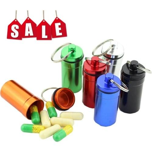 Creative Stainless Steel Medicine Bottle Keychain Case Container Waterproof Holder Aluminum Drug Pill Box Keyring Patient